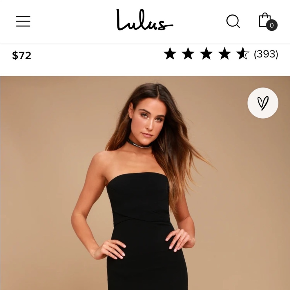 SOLD - Lulus black dress strapless XS